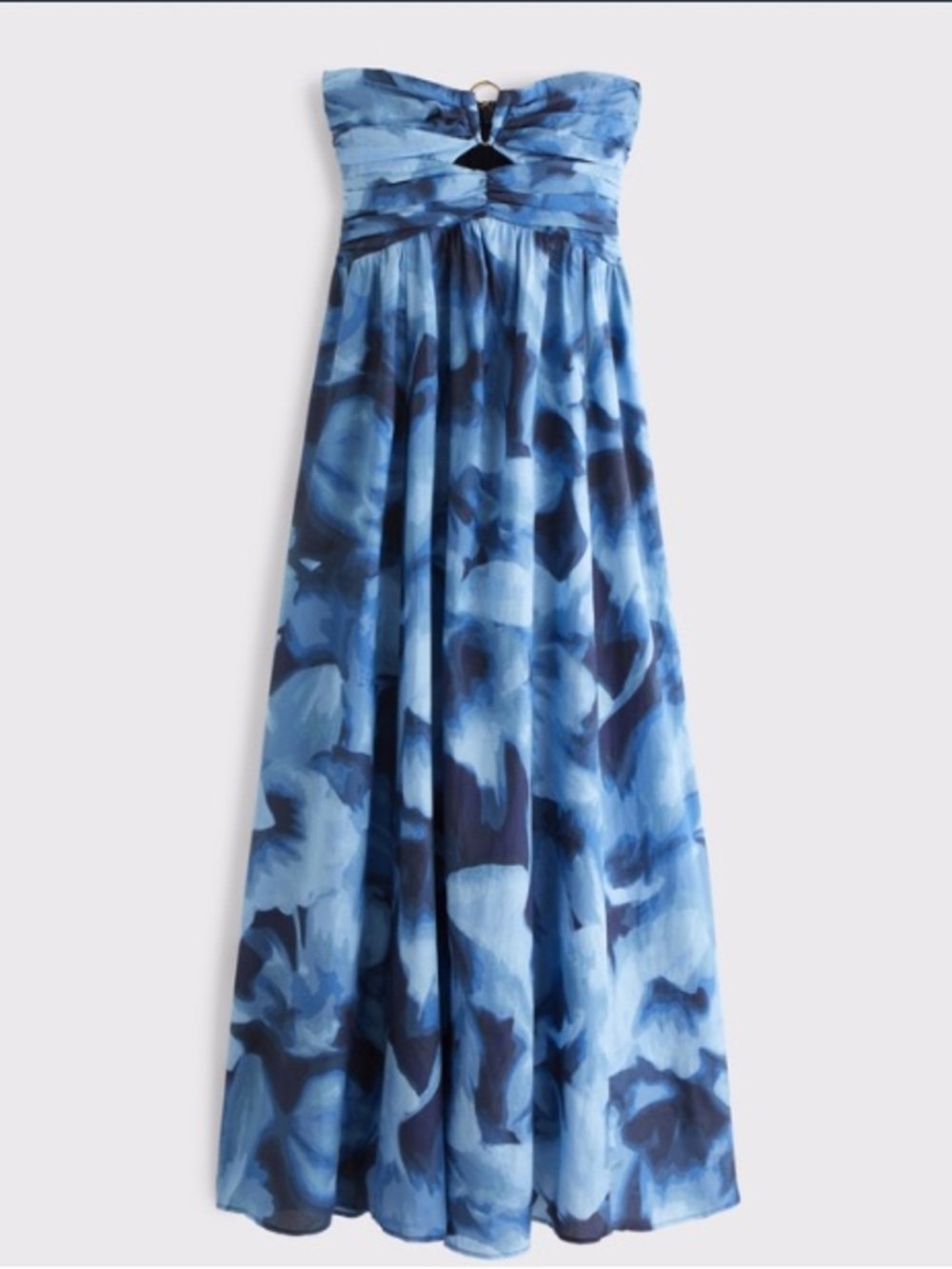Abercrombie & Fitch Blue Floral Strapless Midi Dress